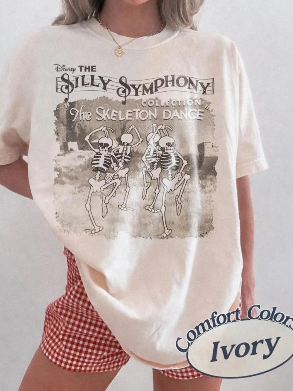 Comfort Colors Ivory 'Silly Symphony: The Skeleton Dance' Short Sleeve Tee
